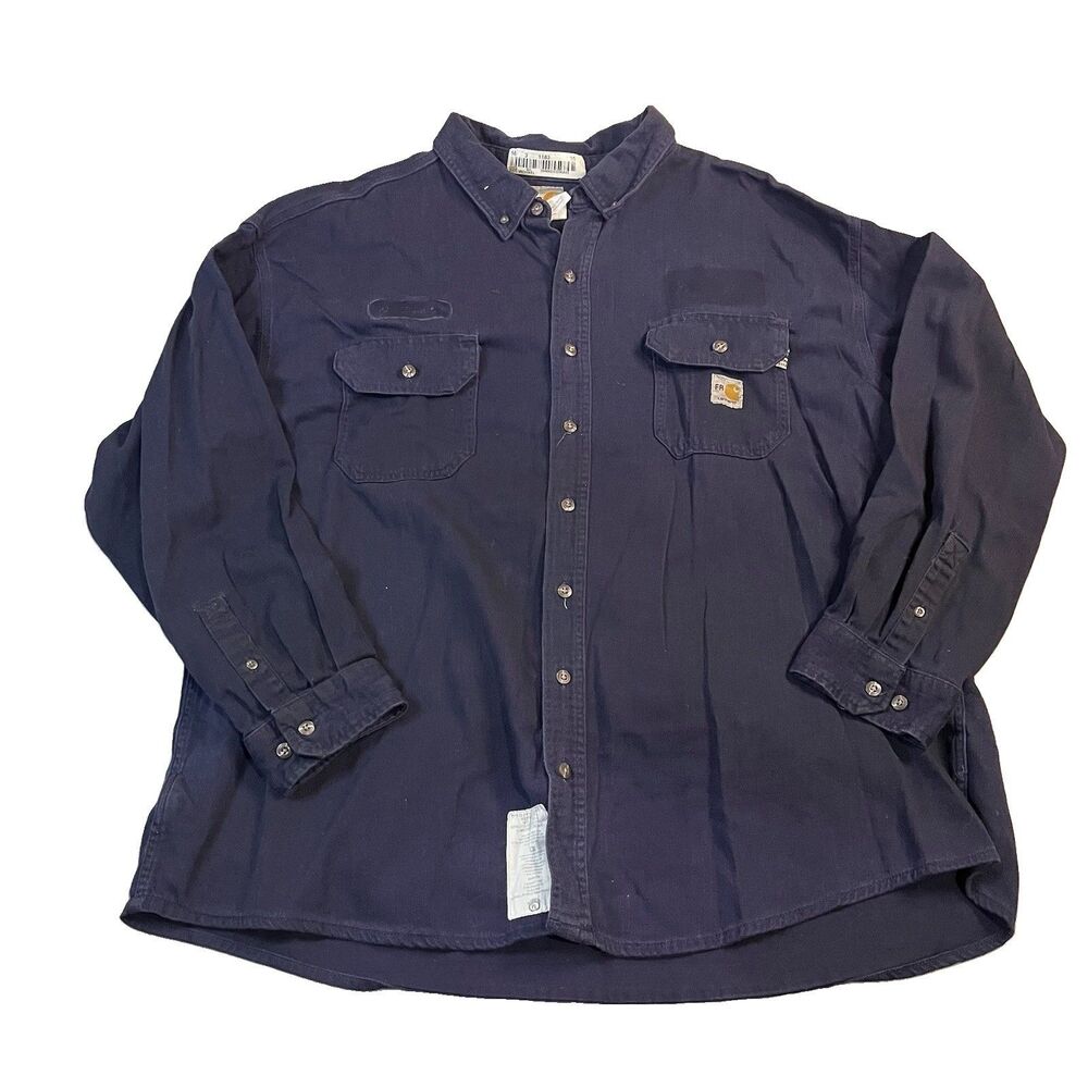Carhartt FR Shirt Mens Size 3XL Long Sleeve Blue Work Wear CAT 2 NFPA 2112